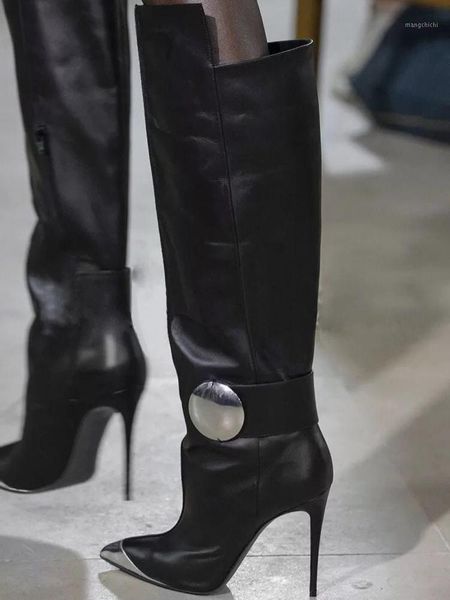 metal toe thin high heel boots knee high matte black leather stiletto heel dress winter boots women solid zip1
metal toe thin high heel boots knee high matte black leather stiletto heel dress winter boots women solid zip1