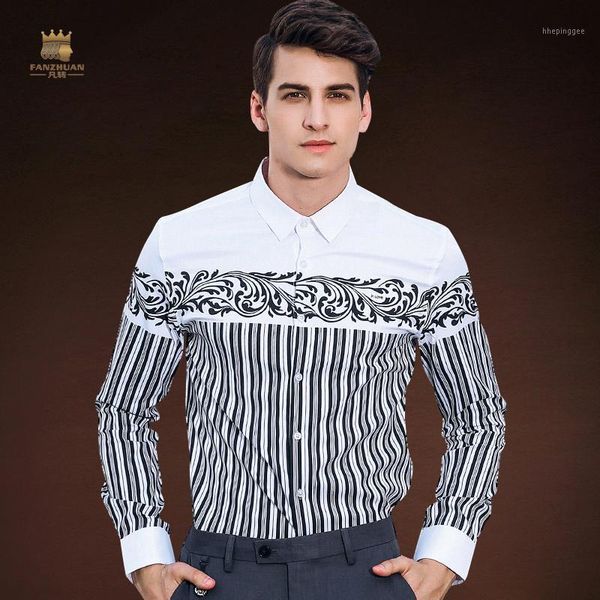 men's casual shirts fanzhuan men's male shirt 2021 autumn long-sleeved stretch slim printed striped european american 8220281, White;black
men's casual shirts fanzhuan men's male shirt 2021 autumn long-sleeved stretch slim printed striped european american 8220281, White;black