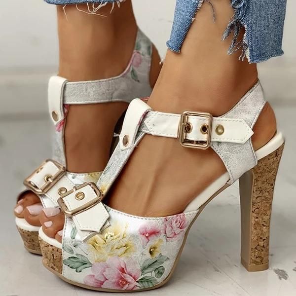 women high heels square heel flower print summer peep toe buckle strap women shoes casual wedding ladies plus size pumps, Black
women high heels square heel flower print summer peep toe buckle strap women shoes casual wedding ladies plus size pumps, Black