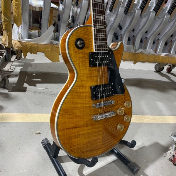 custom grand electric guitar flamed tiger maple with black pickguard rosewood fingerboard mahogany body
custom grand electric guitar flamed tiger maple with black pickguard rosewood fingerboard mahogany body