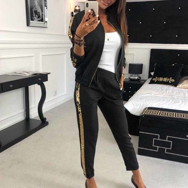 2 piece set woman zipper jacket pants tracksuit autumn winter women patchwork sportwear casual female jogging suit plus size xl 201104, Gray
2 piece set woman zipper jacket pants tracksuit autumn winter women patchwork sportwear casual female jogging suit plus size xl 201104, Gray