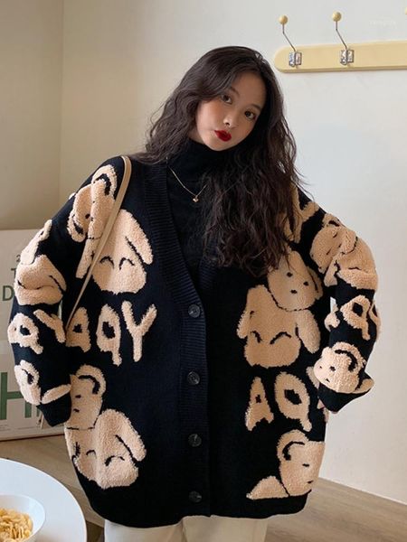 lazy wind loose sweater women's clothing autumn winter 2020 new korean v-neck cute bear thickened knitted coat1, White
lazy wind loose sweater women's clothing autumn winter 2020 new korean v-neck cute bear thickened knitted coat1, White