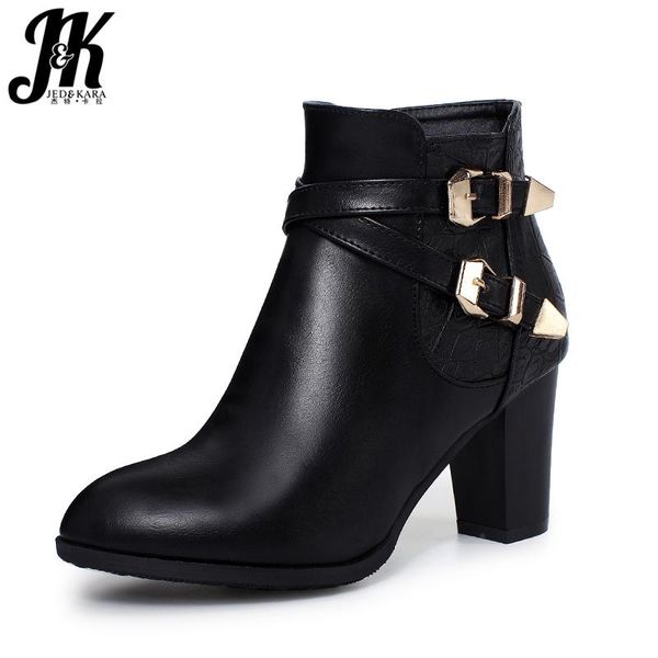boots jk winter thick high heels women ankle printing pointed toe footwear metal decoration warm fashion female shoes, Black
boots jk winter thick high heels women ankle printing pointed toe footwear metal decoration warm fashion female shoes, Black