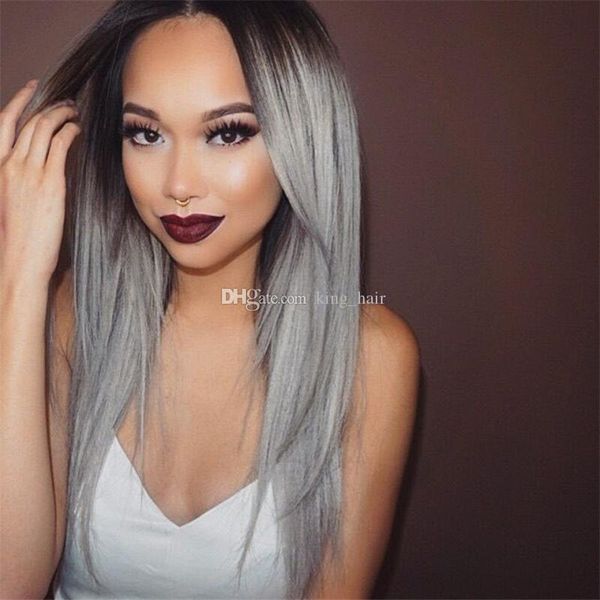 middle part malaysian ombre hair wig 1b grey full lace wig with silk base 4*4 sliver grey lace front wig with baby hair, Black;brown
middle part malaysian ombre hair wig 1b grey full lace wig with silk base 4*4 sliver grey lace front wig with baby hair, Black;brown