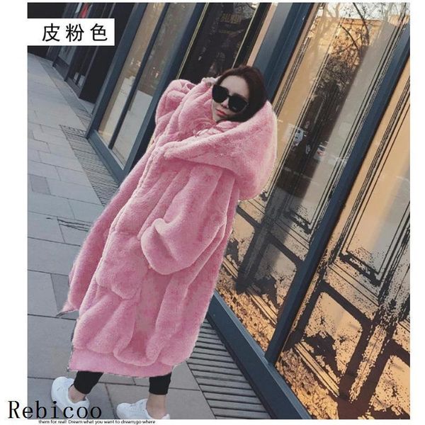 oversized winter faux fur coat women parka long warm faux fur jacket coats hoodies loose winter coat outwear casaco feminino1, Black