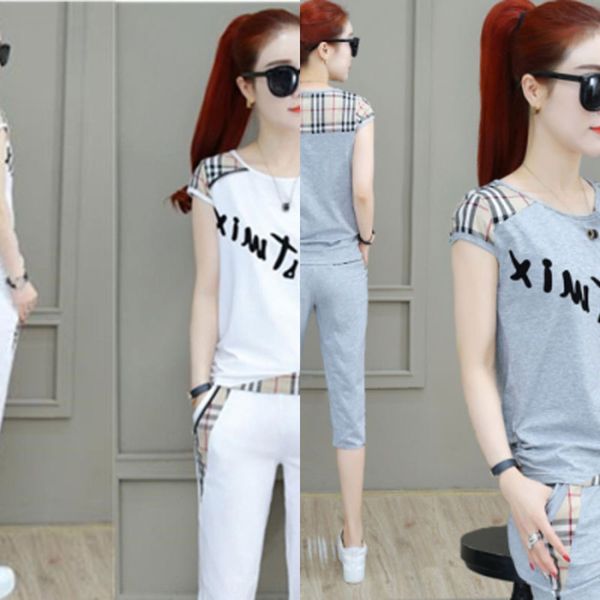 summer sports suit women's korean sportswear shorts t-shirt shorts style new women's capri pants + short-sleeved t-shirt personali, Gray
summer sports suit women's korean sportswear shorts t-shirt shorts style new women's capri pants + short-sleeved t-shirt personali, Gray
