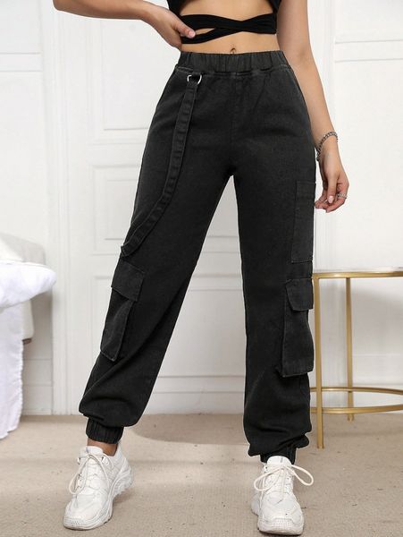 tape detail pocket patched jeans q3py#, Blue