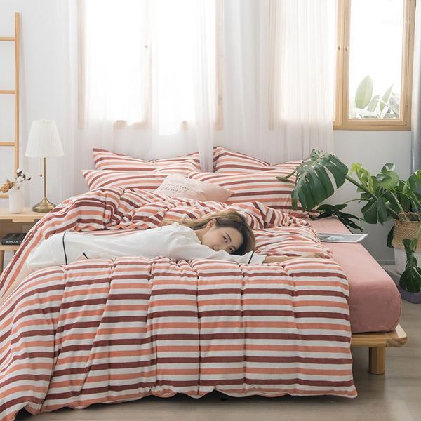 brief style milk velvet 4pcs duvet cover fitted bed sheet pillowcases stripe pink blue grey green purple bed set soft home1
brief style milk velvet 4pcs duvet cover fitted bed sheet pillowcases stripe pink blue grey green purple bed set soft home1