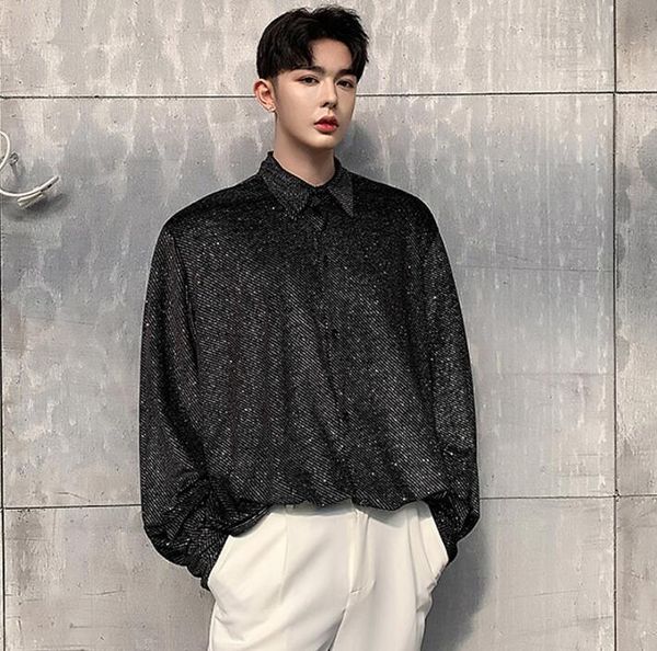 silver sequins shirt men shirt camisa masculina teenage fashion loose shirts mens gold velvet long sleeve b463, White;black
silver sequins shirt men shirt camisa masculina teenage fashion loose shirts mens gold velvet long sleeve b463, White;black
