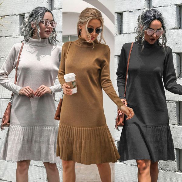 women female ladies elegant leisure warm winter casual high neck solid color long sleeve flouncing pleated knitted dress, Black;gray
women female ladies elegant leisure warm winter casual high neck solid color long sleeve flouncing pleated knitted dress, Black;gray