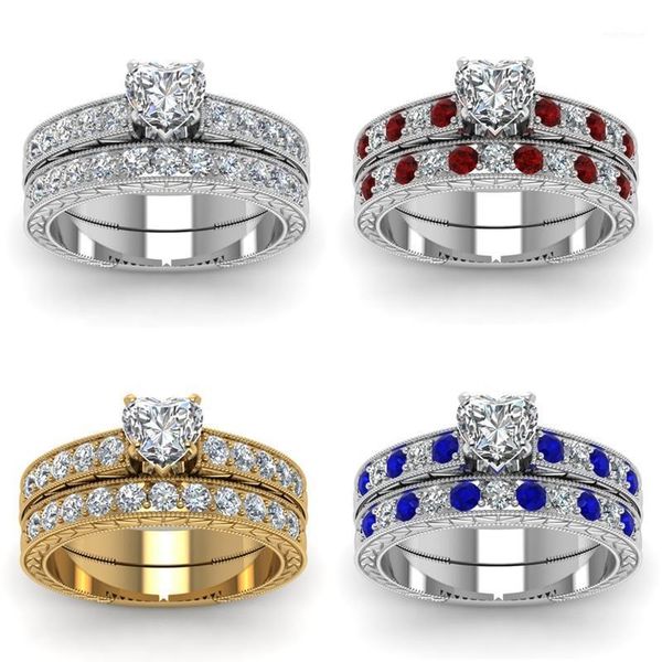 wedding rings 2pcs/set romantic heart set charm white/red zircon ring for women accessories jewelry engagement band gift1, Slivery;golden
wedding rings 2pcs/set romantic heart set charm white/red zircon ring for women accessories jewelry engagement band gift1, Slivery;golden