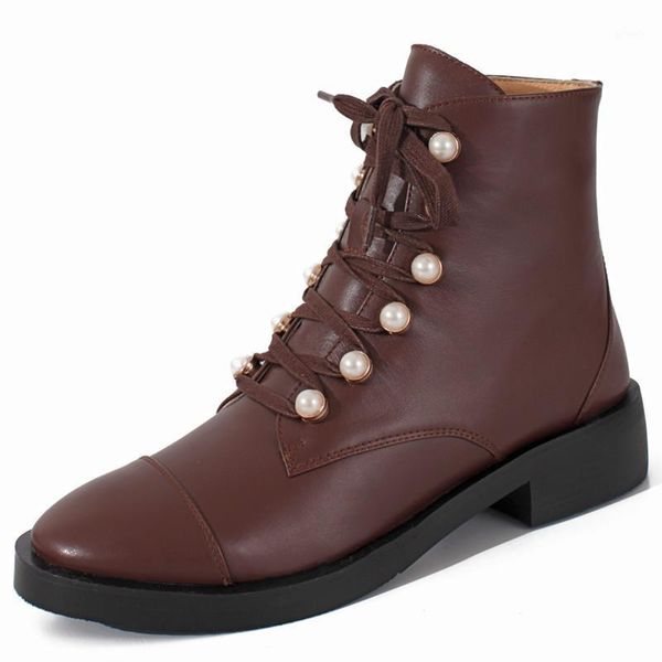 2021 genuine leather women ankle boots elegant fashion pearl cross-tied low heels shoes woman office autumn winter new boots1, Black
2021 genuine leather women ankle boots elegant fashion pearl cross-tied low heels shoes woman office autumn winter new boots1, Black