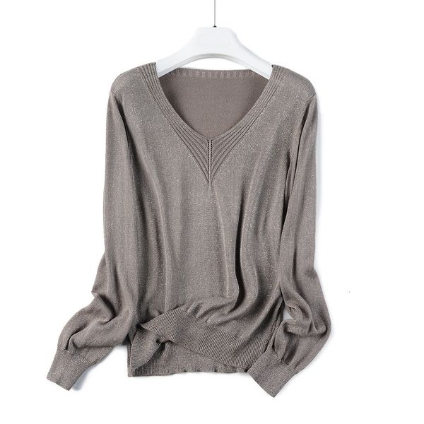 2021 new summer shiny women v neck sweater long sleeve pullover spring autumn knit soft female jumper jersey mujer ua7w, White;black
2021 new summer shiny women v neck sweater long sleeve pullover spring autumn knit soft female jumper jersey mujer ua7w, White;black