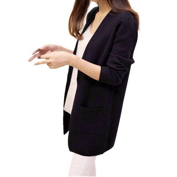 women casual coat long cardigan sweater v neck lady slim pocket loose knit sweater outwear1, White
women casual coat long cardigan sweater v neck lady slim pocket loose knit sweater outwear1, White
