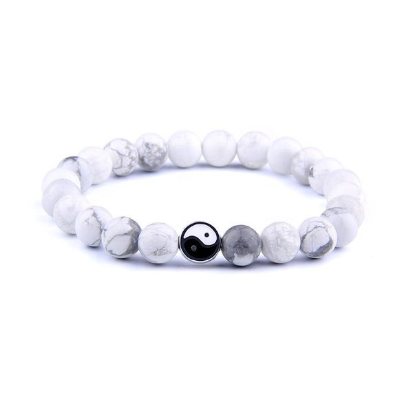 natural white turquois bracelet men smooth gem stone bead bracelet women tai chi yin yang balance energy jewelry couples bangle, Black
natural white turquois bracelet men smooth gem stone bead bracelet women tai chi yin yang balance energy jewelry couples bangle, Black
