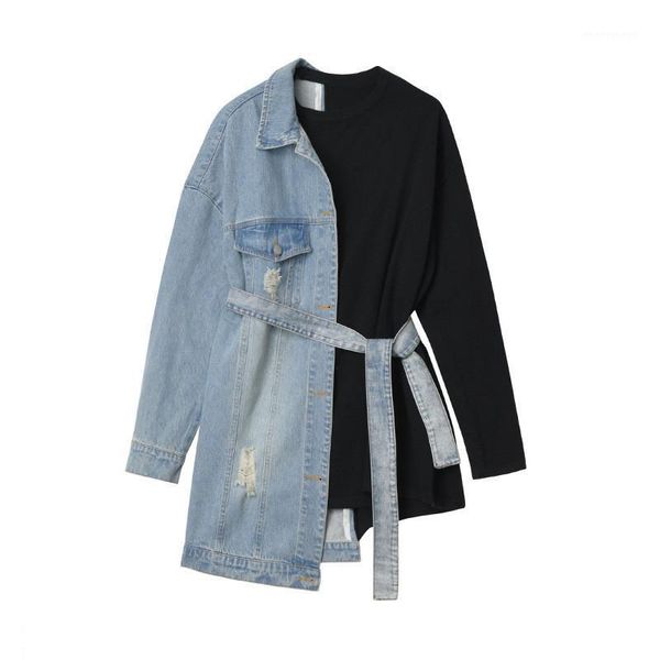 women's jackets fashion brand stitching denim waist hugging fake two-piece sweater women's thin type for spring and autumn loose k, Black;brown
women's jackets fashion brand stitching denim waist hugging fake two-piece sweater women's thin type for spring and autumn loose k, Black;brown