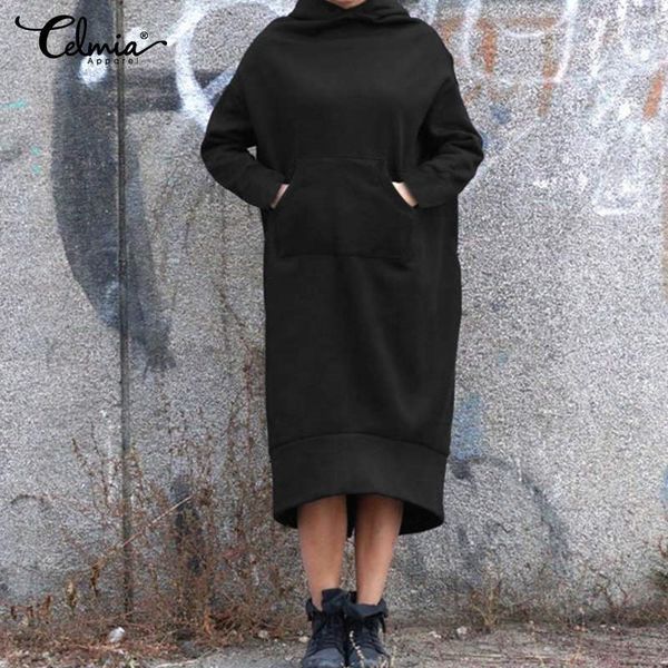 celmia winter long sleeve midi dress autumn hoodies sweatshirt dress women casual loose hooded pullover vestidos plus size 201008, White;black
celmia winter long sleeve midi dress autumn hoodies sweatshirt dress women casual loose hooded pullover vestidos plus size 201008, White;black