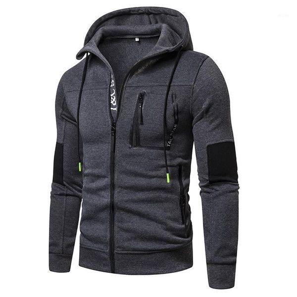 2020 new neckline letter print fashion men's zip hoodie1, Black