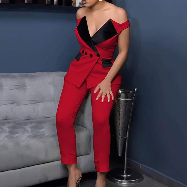 luxury women suit two piece outfits set off shoulder tunic blazer high waist pants female set color patchwork office ladies suit, Gray
luxury women suit two piece outfits set off shoulder tunic blazer high waist pants female set color patchwork office ladies suit, Gray