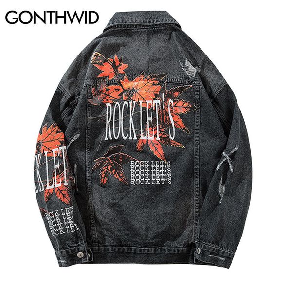 gonthwid vintage mens maple leaf printed ripped denim jacket mens distressed denim jean jackets male hip hop casual streetwear lj201013, Black;brown
gonthwid vintage mens maple leaf printed ripped denim jacket mens distressed denim jean jackets male hip hop casual streetwear lj201013, Black;brown