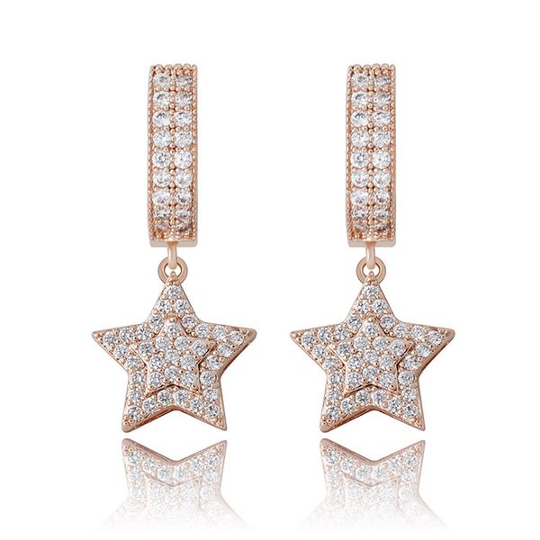 women earrings jewelry fashion 18k gold rhodium plated five-pointed star drop earrings luxury bling zircon hip hop earrings, Silver
women earrings jewelry fashion 18k gold rhodium plated five-pointed star drop earrings luxury bling zircon hip hop earrings, Silver