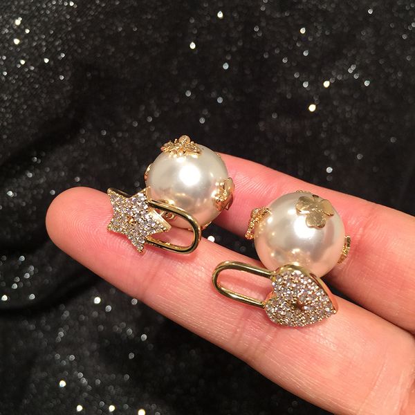 s925 silver lady asymmetric star love earrings double-sided front and back pearl ball little bee earrings, Golden;silver
s925 silver lady asymmetric star love earrings double-sided front and back pearl ball little bee earrings, Golden;silver