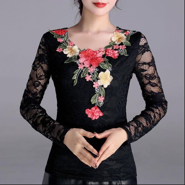 womens spring autumn style blouse shirt womens slim hollow out embroidery o neck printed long sleeve lace dd8491, White
womens spring autumn style blouse shirt womens slim hollow out embroidery o neck printed long sleeve lace dd8491, White