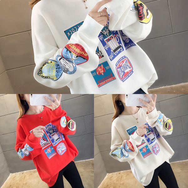 4hga1 autumn 2020 korean cartoon printed fashion fat sweater sweater for women sleeve mm large loose cover belly show thinversatile, Black
4hga1 autumn 2020 korean cartoon printed fashion fat sweater sweater for women sleeve mm large loose cover belly show thinversatile, Black