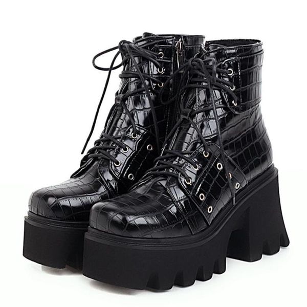 woman lace-up winter boots womens ladies chunky square heel platform black patent leather ankle boots punk goth new arrival 2020
woman lace-up winter boots womens ladies chunky square heel platform black patent leather ankle boots punk goth new arrival 2020