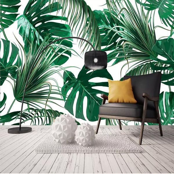 custom wallpaper modern fresh rainforest banana leaf garden mural living room tv sofa background wall cloth 3d papel de parede