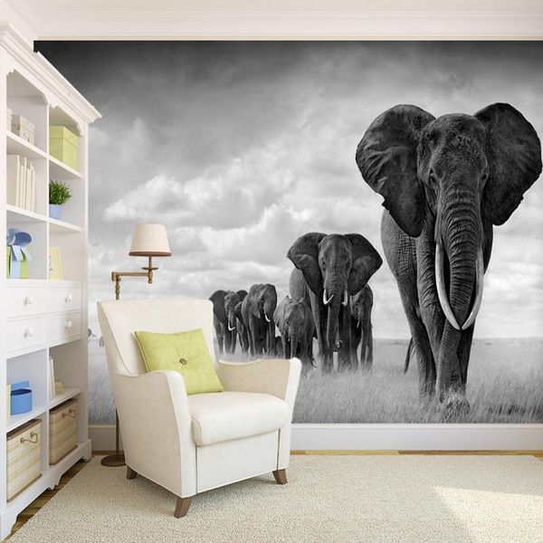 dropship custom retro black white mural painting walking elephant wallpapers living room tv background wallpaper
dropship custom retro black white mural painting walking elephant wallpapers living room tv background wallpaper