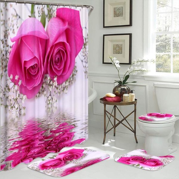 shower curtains flowers prints bath screen with hooks polyester curtaintoilet cover mat non-slip rug set1
shower curtains flowers prints bath screen with hooks polyester curtaintoilet cover mat non-slip rug set1