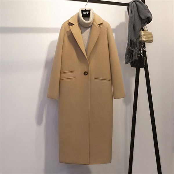 women's wool & blends winter woolen coat women elegant streetwear slim big size blend overcoat korean style, Black
women's wool & blends winter woolen coat women elegant streetwear slim big size blend overcoat korean style, Black
