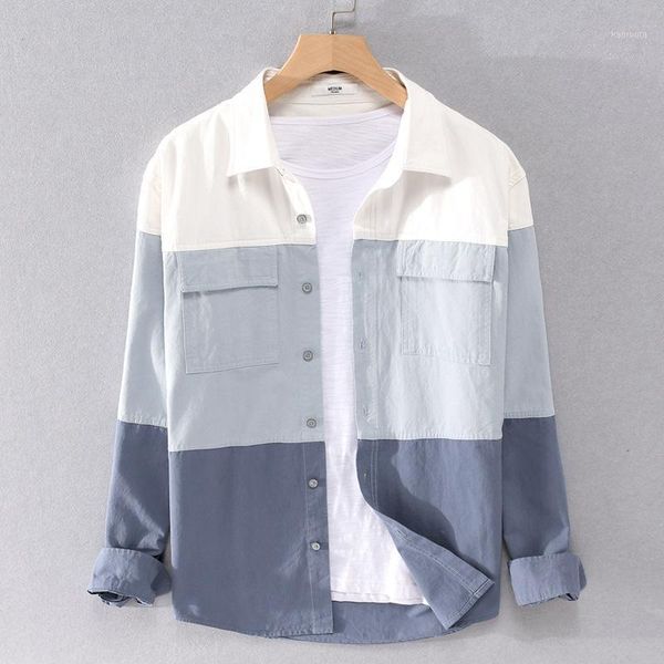 men spring summer fashion korea style japan style simple long sleeve patchwork shirt male business casual vintage blouse shirts1, White;black
men spring summer fashion korea style japan style simple long sleeve patchwork shirt male business casual vintage blouse shirts1, White;black