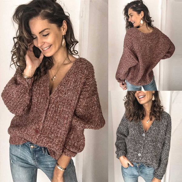 autumn winter women's knitted v-neck button striped fashion retro solid color ladies sweater knit top, White;black
autumn winter women's knitted v-neck button striped fashion retro solid color ladies sweater knit top, White;black