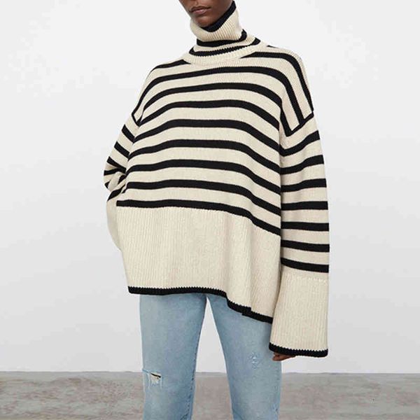 women's sweaters women stripes sweater pullover hem slit retro turtleneck long sleeve early autumn new female loose jumper 6g, White;black
women's sweaters women stripes sweater pullover hem slit retro turtleneck long sleeve early autumn new female loose jumper 6g, White;black