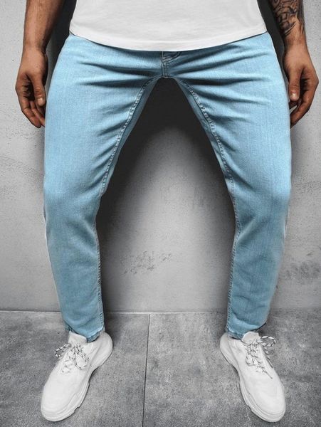 men light wash tapered jeans c0pc#, Blue