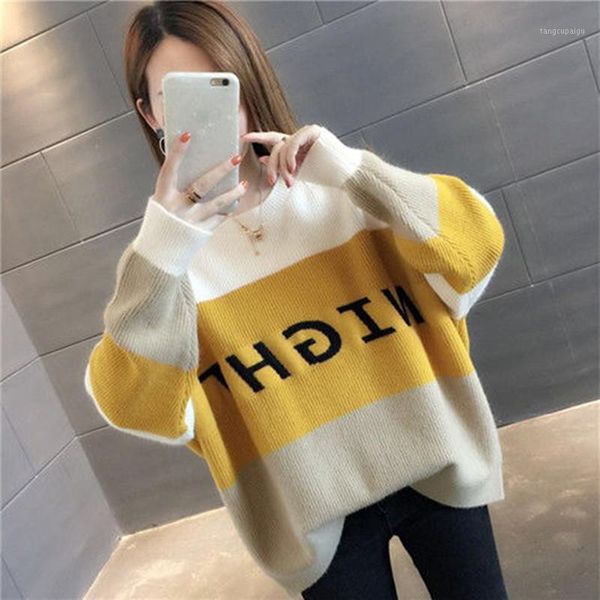 autumn and winter 2020striped knit shirt letters lazy wind sweater female students new korean version loose winter1, White;black
autumn and winter 2020striped knit shirt letters lazy wind sweater female students new korean version loose winter1, White;black