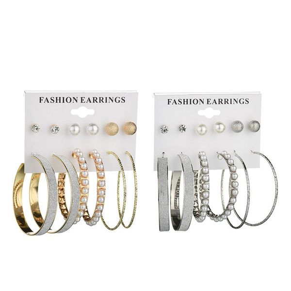 hoop & huggie 6pairs trendy rhinestone pearl earrings for women unique twisted circle earring brinco statement fashion jewelry, Golden;silver
hoop & huggie 6pairs trendy rhinestone pearl earrings for women unique twisted circle earring brinco statement fashion jewelry, Golden;silver