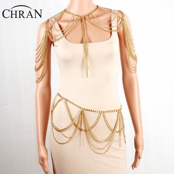 chran gold tone beach chain shoulder bralette necklaces & pendants for women body belly waist chain party jewelry bc0400, Silver
chran gold tone beach chain shoulder bralette necklaces & pendants for women body belly waist chain party jewelry bc0400, Silver