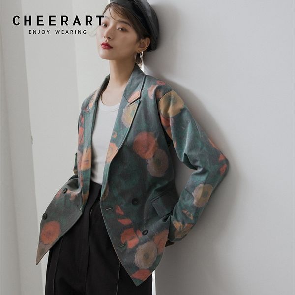 cheerart vintage green floral print blazer women fall loose fashion blazers and jackets coat suit designer fall jackets 201201, White;black
cheerart vintage green floral print blazer women fall loose fashion blazers and jackets coat suit designer fall jackets 201201, White;black