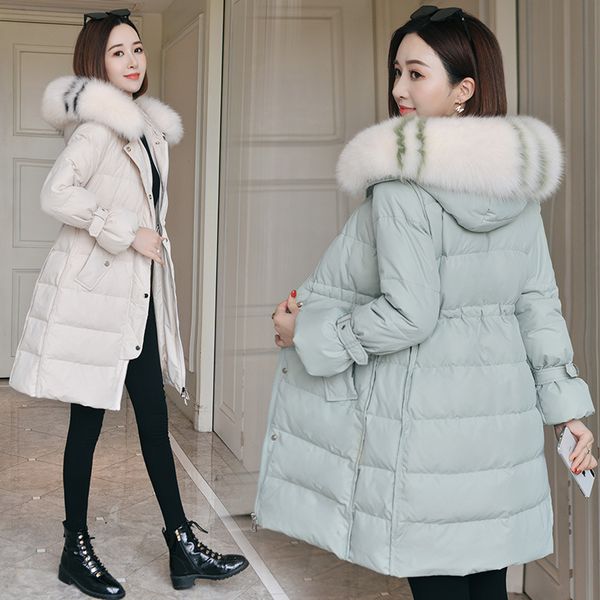 zhen fox fur collar jacket women's middle length thickened hooded coat warm and white duck down show thin trend, Black
zhen fox fur collar jacket women's middle length thickened hooded coat warm and white duck down show thin trend, Black