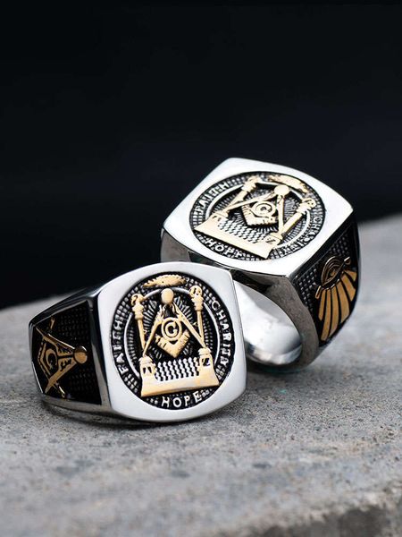 masonic hip hop personality wide index finger titanium steel domineering single men's ring jewelry, Silver
masonic hip hop personality wide index finger titanium steel domineering single men's ring jewelry, Silver