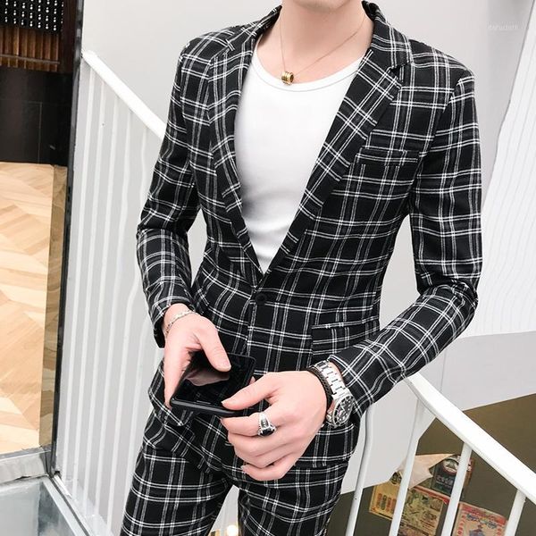 luxury british style casual business slim plaid printed men's suit groom wedding dress tuxedo men suit 2pcs/set1, White;black
luxury british style casual business slim plaid printed men's suit groom wedding dress tuxedo men suit 2pcs/set1, White;black