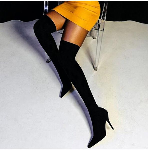 2020 women fashion over-the-knee sock high heels women's stetch fabric pointed boots woman thin toe female elegant thigh high, Black
2020 women fashion over-the-knee sock high heels women's stetch fabric pointed boots woman thin toe female elegant thigh high, Black