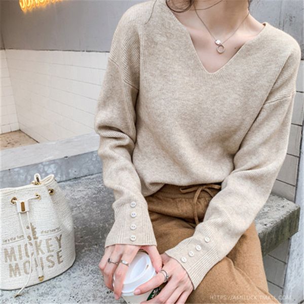 fashion- autumn winter women sweaters female knitted thin pullover solid v-neck loose elegant office lady casual, White;black
fashion- autumn winter women sweaters female knitted thin pullover solid v-neck loose elegant office lady casual, White;black