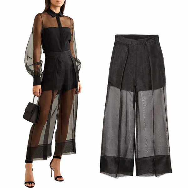summer european thin tide clothing perspective chiffon women's pants high waist fashion ankle length chiffon wide-leg pant f1677, Black;white
summer european thin tide clothing perspective chiffon women's pants high waist fashion ankle length chiffon wide-leg pant f1677, Black;white