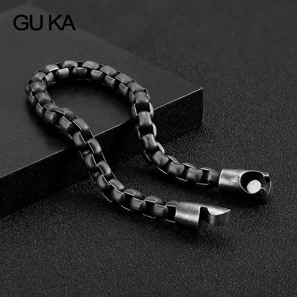 link, chain stainless steel bracelet men vintage hand punk motorcycle accessories man jewelry retro metal charm bracelets friends gift, Black 
link, chain stainless steel bracelet men vintage hand punk motorcycle accessories man jewelry retro metal charm bracelets friends gift, Black
