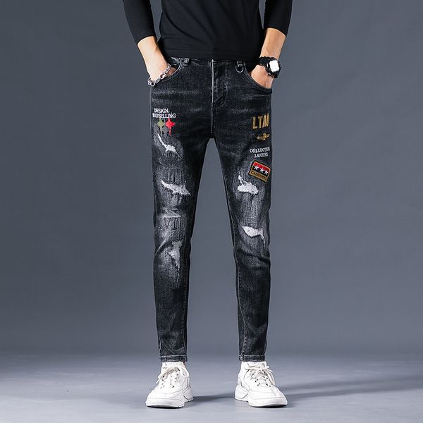 2020 new fashion brand embroidered stretch jeans men's micro cross leggings autumn and winter men's pants, Blue
2020 new fashion brand embroidered stretch jeans men's micro cross leggings autumn and winter men's pants, Blue