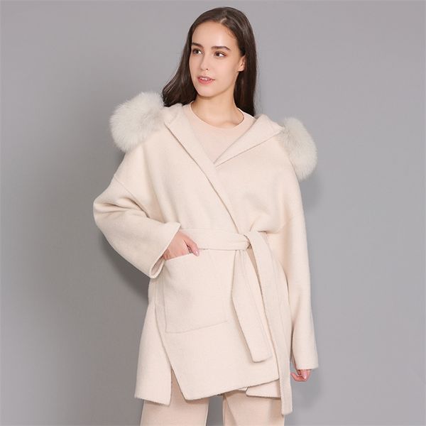 cashmere jacket women detachable fox fur collar wool blend coat and jacket belt ladies autumn winter cashmere overcoat lj201106, Black
cashmere jacket women detachable fox fur collar wool blend coat and jacket belt ladies autumn winter cashmere overcoat lj201106, Black
